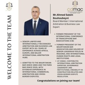 ولد بوحبيني ينضم إلى مجلس إدارة المركز الدولي CDMAC للوساطة والتحكيم
